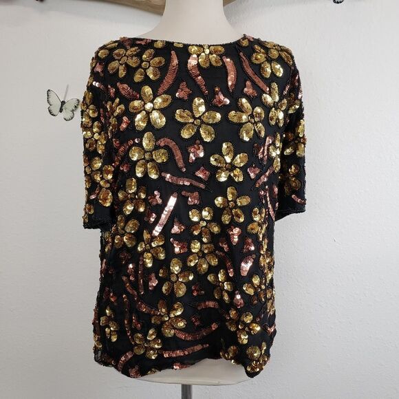 Vintage Jean for Joseph Le Bon sequined silk top - Picture 1 of 5